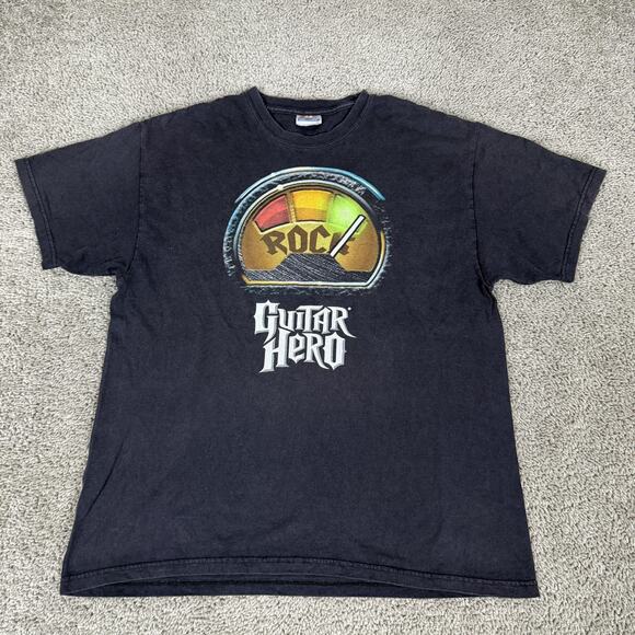 Hanes Other - Guitar Hero Shirt Mens Large Black Rock Meter I Rock Graphic Video Game Hanes